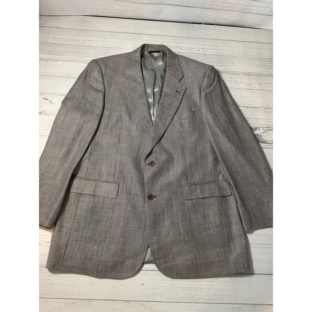 Brooks Brothers 346 Blazer Men 44L Beige Silk Wool Blend‎ Lined Button Up Jacket